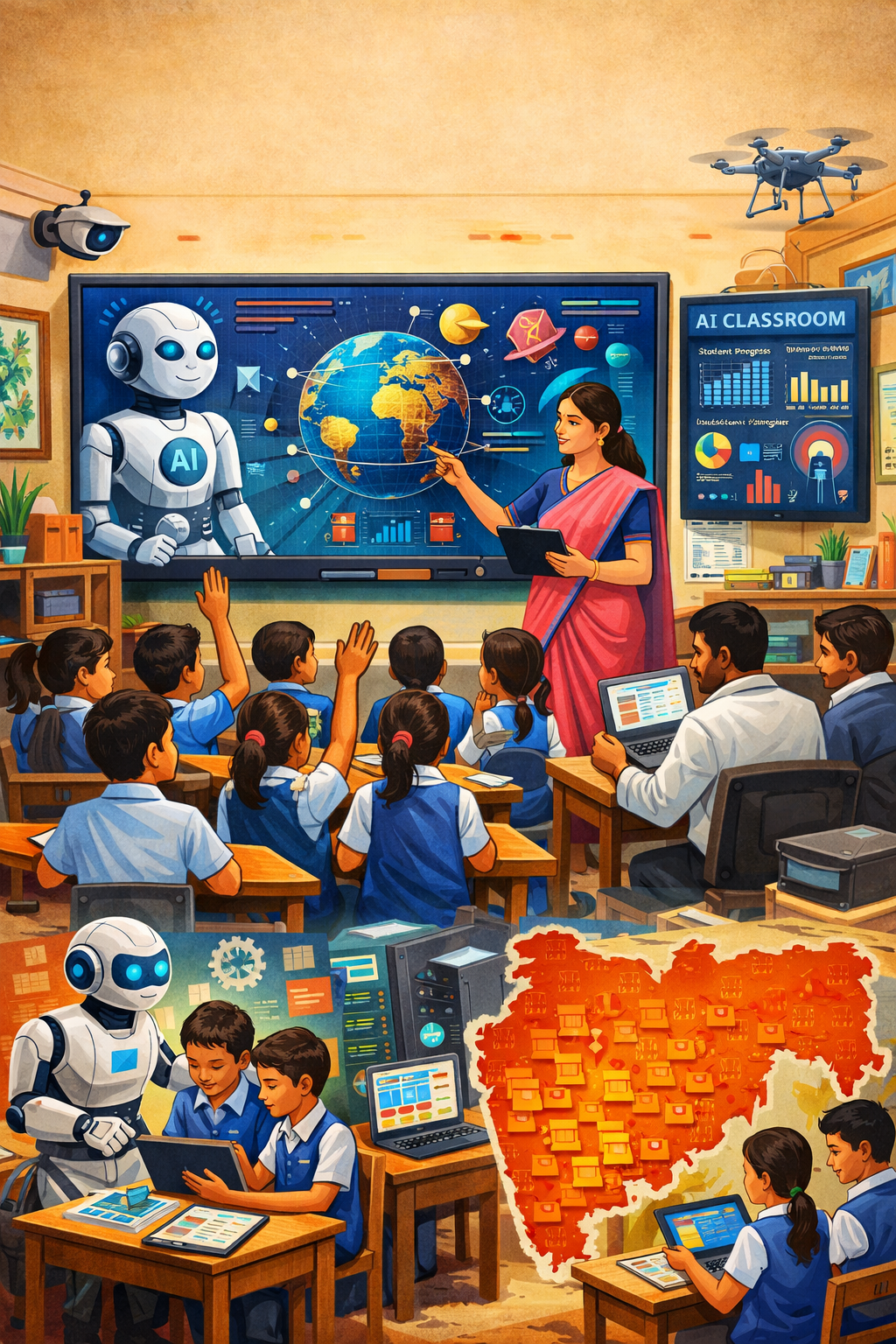 महाराष्ट्रातील ८० हजार सरकारी शाळांमध्ये AI सक्षम वर्गखोल्या सुरू होणार